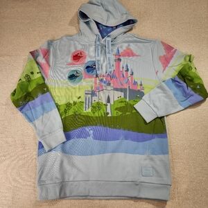 Loungefly Disney Sleeping Beauty Castle Three Good Fairies Unisex Hoodie L NEW